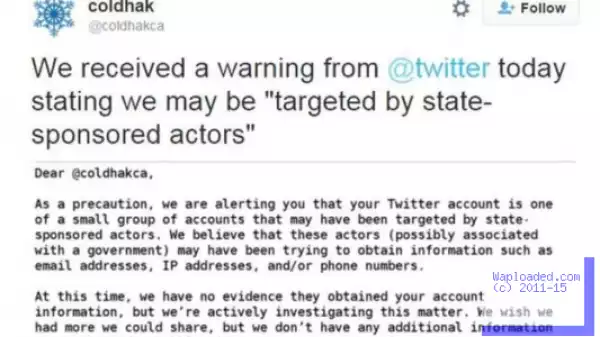 Twitter warns its users of 